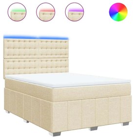 vidaXL Κρεβάτι Boxspring με Στρώμα Κρεμ 140x190 εκ. Υφασμάτινο