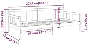 Καναπές Κρεβάτι Μαύρος 90 x 200 εκ. από Μασίφ Ξύλο Πεύκου - Μαύρο