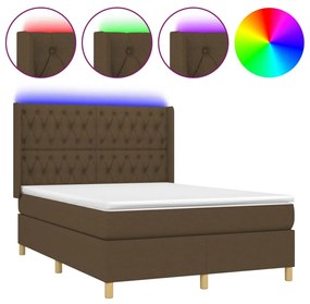 ΚΡΕΒΑΤΙ BOXSPRING ΜΕ ΣΤΡΩΜΑ &amp; LED ΣΚ.ΚΑΦΕ 140X190ΕΚ. ΥΦΑΣΜΑΤΙΝΟ 3139112