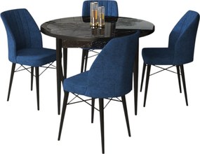 Dining Table &amp; Chairs Set (5 Pieces) Rox - Black Marble, Navy Blue Black Marble
Navy Blue