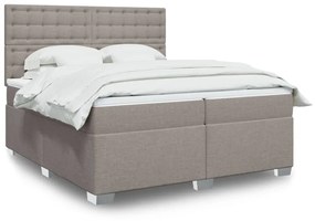 vidaXL Κρεβάτι Boxspring με Στρώμα Taupe 200x200 εκ. Υφασμάτινο