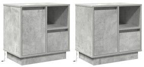 vidaXL Κομοδίνα με LED 2 τμχ Σκυρόδεμα Γκρι 50x34.5x50 εκ