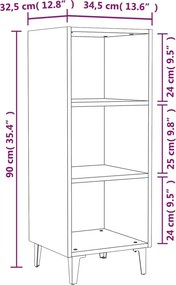 vidaXL Ντουλάπι Γκρι sonoma 34,5x32,5x90εκ. από Επεξεργασμένο Ξύλο