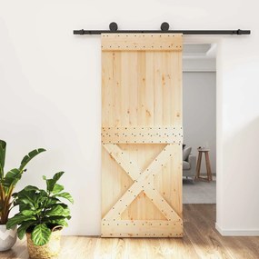 vidaXL Συρόμενη Πόρτα Φυσικό και Μαύρο 85 x 210 cm