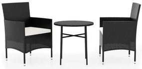 vidaXL Σετ Επίπλων Bistro Κήπου 3 τεμ. Μαύρο από Συνθετικό Ρατάν