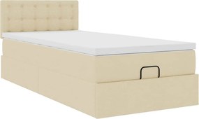 vidaXL Οθωμανικό κρεβάτι με στρώμα Cream 90x190cm ύφασμα