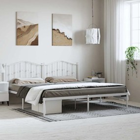 vidaXL Πλαίσιο Κρεβατιού με Κεφαλάρι Λευκό 193 x 203 εκ. Μεταλλικό