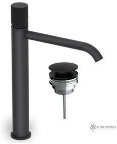 Eurorama Eletta Tecno Black Matt Ψηλή Μπαταρία Νιπτήρα+Βαλβίδα Νιπτήρα