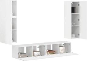 vidaXL Σετ επίπλου τηλεόρασης 4 pcs Υψηλής γυαλάδας λευκό