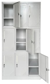 Φοριαμός 9 Θέσεων LOCKER Με εσωτερικά ράφια Γκρι Μέταλλο 90x40x185cm