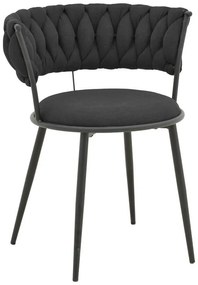 Καρέκλα Πολυθρόνα Alkia I ύφασμα σε μαύρη απόχρωση- πόδι μαύρο μέταλλο 57x58.5x72εκ 2αδα 52x58.5x72 εκ.