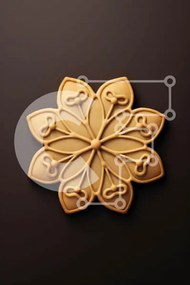 Intra Συλλεκτικό Ξύλινο Παζλ Plywood  4mm - Πολύπλοκα σχεδιασμένο χρυσό μπισκότο λουλουδιών Σε Ξύλινο Κουτί - Διαστάσεις: 10x10 cm – 25 κομμάτια