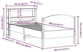 Σκελετός Κρεβατιού Χωρίς Στρώμα 90x200 εκ Μασίφ Ξύλο Πεύκου - Καφέ