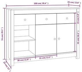 ΝΤΟΥΛΑΠΙ 100 X 35 X 74 ΕΚ. ΑΠΟ ΜΑΣΙΦ ΞΥΛΟ ΠΕΥΚΟΥ 814554