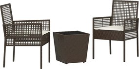 vidaXL Σετ Μπιστρό Κήπου 3 pcs Καφέ συνθετικό ρατάν