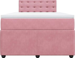 vidaXL Κρεβάτι Boxspring με Στρώμα Ροζ 120x190 εκ. Βελούδινο