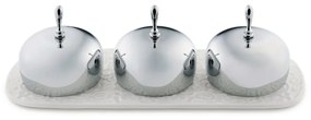 Μπωλ Σερβιρίσματος 3 Θέσεων Σε Βάση Dressed 4MW15 20,5x8x6,5cm Inox-White Alessi Ανοξείδωτο Ατσάλι