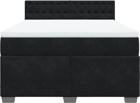 vidaXL Κρεβάτι Boxspring με Στρώμα Μαύρο 140x200 εκ. Βελούδινο