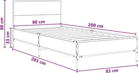 vidaXL Κρεβάτι με Κεφαλάρι Artisan Δρυς 80 x 200 cm Επεξεργασμένο Ξύλο