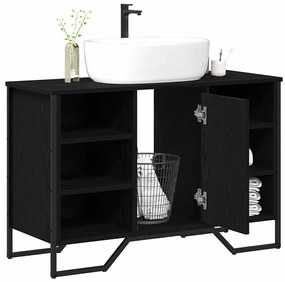 vidaXL Ντουλάπι νεροχύτη Μαύρη Οξυά 91 x 35 x 60 εκ Επεξεργασμένο ξύλο