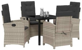 vidaXL Σέτ φαγητού για κήπο 5 pcs Ανοιχτό γκρι συνθετικό ρατάν