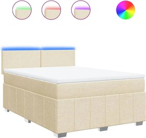 vidaXL Κρεβάτι Boxspring με Στρώμα Κρεμ 140x200 εκ. Υφασμάτινο
