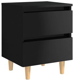vidaXL Κομοδίνο Γυαλιστερό Μαύρο 40x35x50 εκ. με Πόδια από Ξύλο Πεύκου