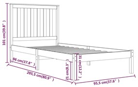 vidaXL Πλαίσιο Κρεβατιού Λευκό 90 x 200 εκ. από Μασίφ Ξύλο Πεύκου
