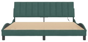 vidaXL Πλαίσιο Κρεβατιού με LED χωρίς Στρώμα Hanko Σκούρο Πράσινο 180x200 εκ. Βελούδινο