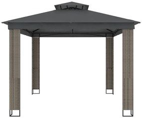 vidaXL Κιόσκι με Διπλή Οροφή Ανθρακί 3,94x2,96 μ. Ατσάλινο