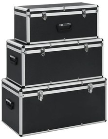 vidaXL Κουτιά Αποθήκευσης 3 τεμ. Μαύρα Αλουμινίου