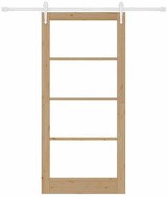 vidaXL Ολισθητή Πόρτα Καφέ 93 x 202 cm Ξύλο και μέταλλο