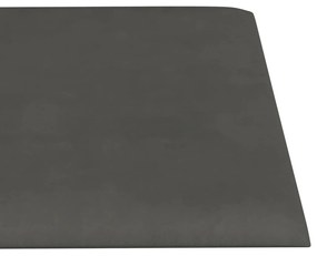 Πάνελ Τοίχου 12 τεμ. Σκούρο Γκρι 60x15 εκ. 1,08 μ² Βελούδο - Γκρι