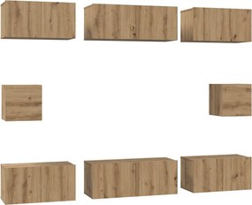 vidaXL Σετ επίπλου τηλεόρασης 8 pcs Artisan Oak Επεξεργασμένο ξύλο