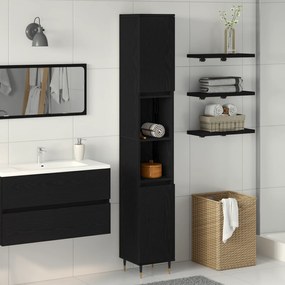 vidaXL Ντουλάπα Μπάνιου Μαύρη Δρυς 30x30x190 εκ Μηχανουργείο Ξύλου