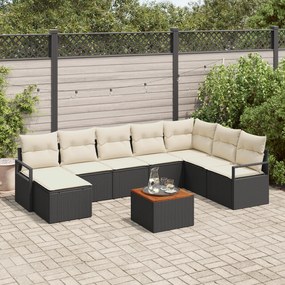 vidaXL Σετ Καναπέ Κήπου 9 pcs Μαύρος, λευκός Μεγάλο