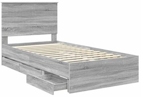vidaXL Σκελετός Κρεβατιού Γκρίζο Σονομα 100 x 200 cm Μηχανήματος Ξύλο