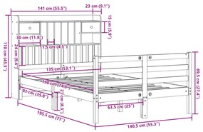 ΚΡΕΒΑΤΙ ΒΙΒΛΙΟΘΗΚΗ ΧΩΡΙΣ ΣΤΡΩΜΑ 135X190 ΕΚ ΜΑΣΙΦ ΞΥΛΟ ΠΕΥΚΟΥ 3321928