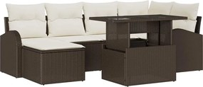 vidaXL Σετ Καναπέ Κήπου με μαξιλάρι 7 pcs Καφέ και κρεμ