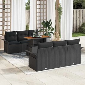 vidaXL Σετ Καναπέ Κήπου με μαξιλάρι 7 pcs Μαύρο 100 x 55 x 73 εκ