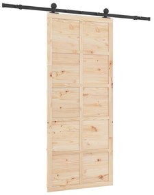 vidaXL Συρόμενη Πόρτα Καφέ 100 x 208 εκ. Μασίφ ξύλο πεύκου