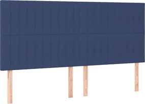 vidaXL Κρεβάτι Boxspring με Στρώμα Μπλε 200x200 εκ. Υφασμάτινο