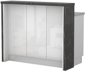 Πάγκος νησίδας Raval-Μήκος: 120 εκ.-Λευκό γυαλιστερό-Black Stone