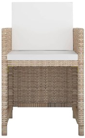 vidaXL Σετ Τραπεζαρίας Εξ. Χώρου 5 τεμ. Μπεζ Συνθ. Ρατάν με Μαξιλάρια