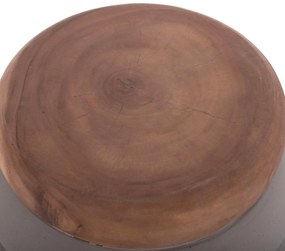 Τραπεζάκι Σαλονιού Βοηθητικό PUFFAT Fiber Cement Γκρί - Ξύλο Teak Top Φ45x46Υεκ. 45x45x46 εκ.