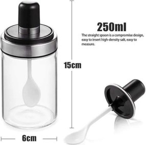 Θήκη Μπαχαρικών Γυάλινη Διάφανη με Κουτάλι