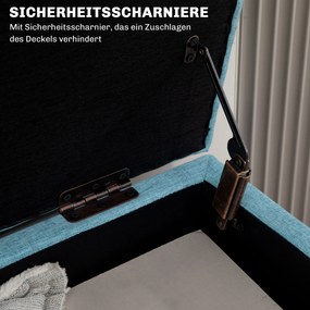 Πάγκος HOMCOM με αποθηκευτικό χώρο, έως 220 kg, όψη λινό, 110x39x45cm, Μπλε