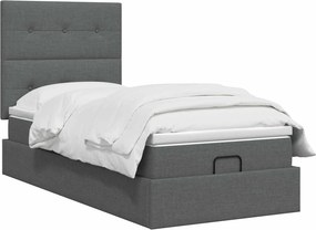 vidaXL Κρεβάτι Ottoman με Στρώμα και LED Σκούρο Γκρι 80 x 200 cm