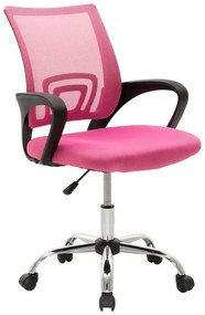Καρέκλα γραφείου Berto II pakoworld με ανάκλιση ύφασμα mesh σε ροζ απόχρωση 60x48x85-95εκ