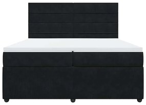 vidaXL Κρεβάτι Boxspring με Στρώμα Μαύρο 200x200 εκ. Βελούδινο